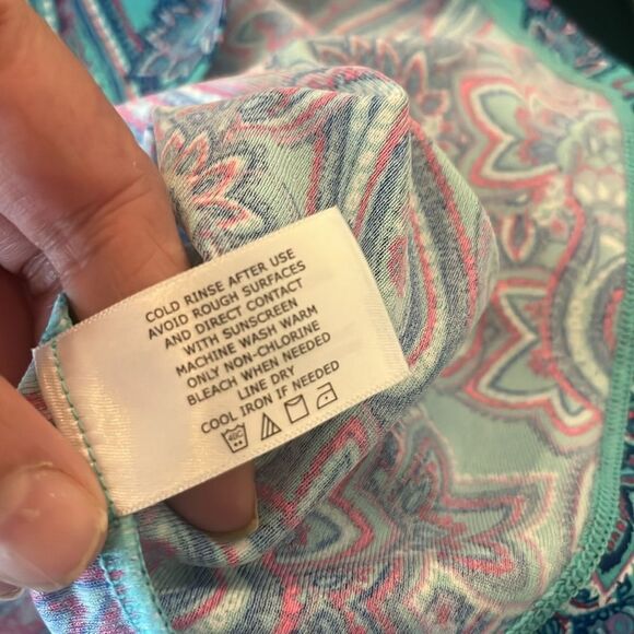 Coolibar Blue/Turquoise/Pink Paisley UPF 50+ Sun Protection Top, size M - Picture 8 of 8